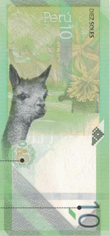 10 Peruvian Nuevo sol banknote reverse