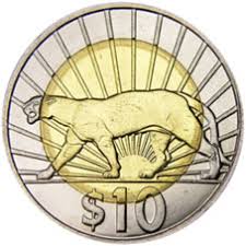 10 Uruguayan pesos coin dedicated to the Puma