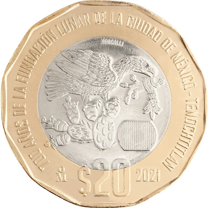 20 Mexican peso coin reverse