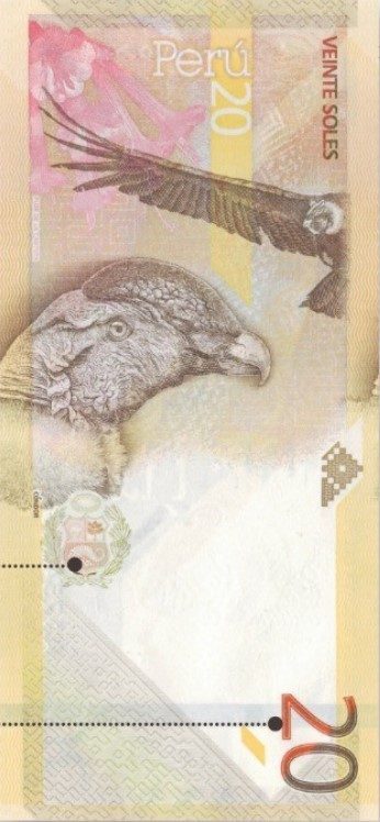 20 Peruvian Nuevo sol banknote reverse