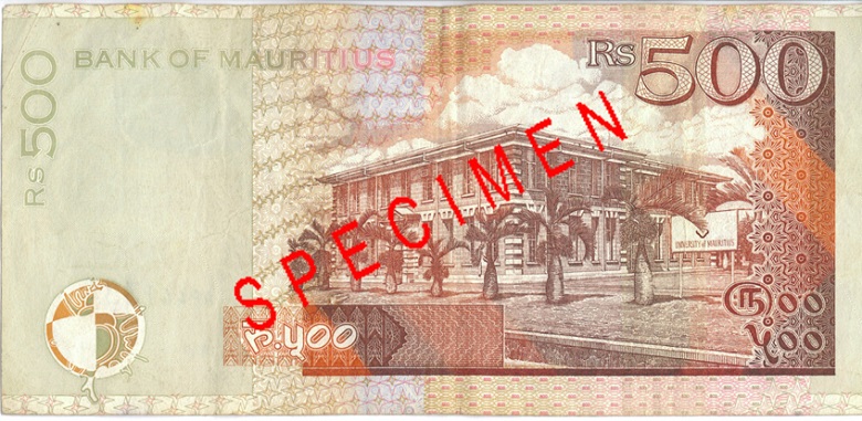500 Mauritian rupees banknote Rs500 obverse