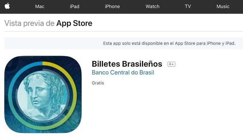 App de monedas y billetes de real brasileño