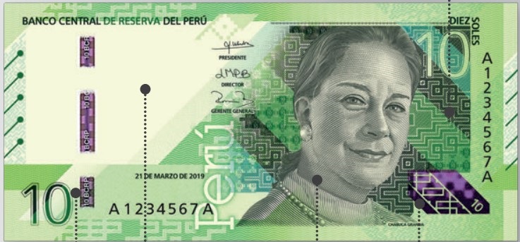 Billete de 10 soles peruanos 2021 (anverso)
