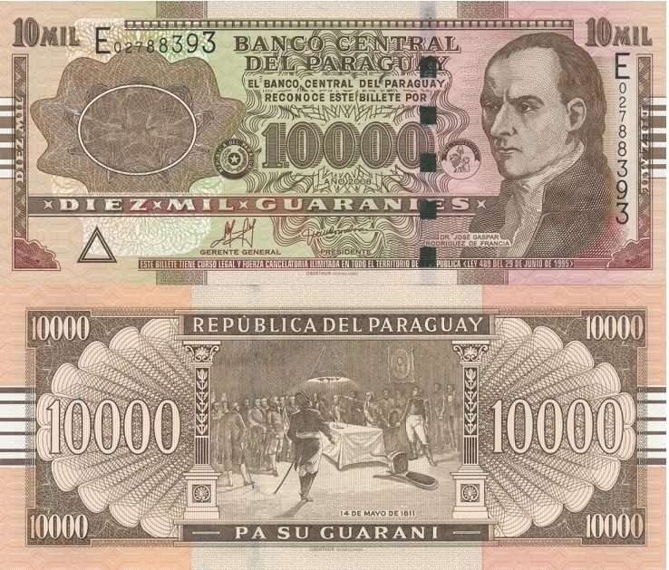 Billete de 10.000 guaraníes de Paraguay