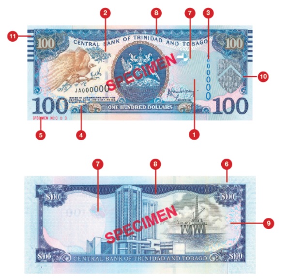 Billete de 100 dólares trinitenses TTD