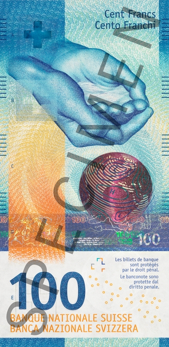 Billete de 100 francos suizos serie 9 anverso