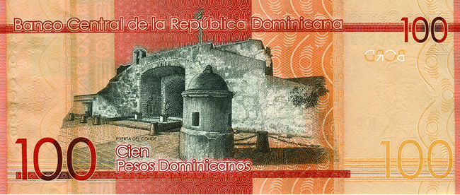 Billete de 100 pesos dominicanos (reverso)