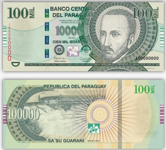 Billete de 100.000 guaraníes de Paraguay