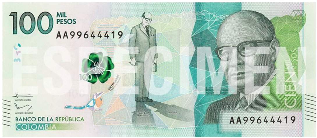Billete de 100.000 pesos colombianos en circulación 2019