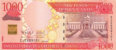 Billete de 1000 pesos dominicanos (anverso)