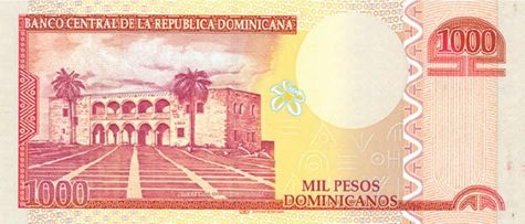 Billete de 1000 pesos dominicanos (reverso)