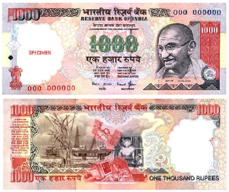 Billete de 1000 rupias indias 2019