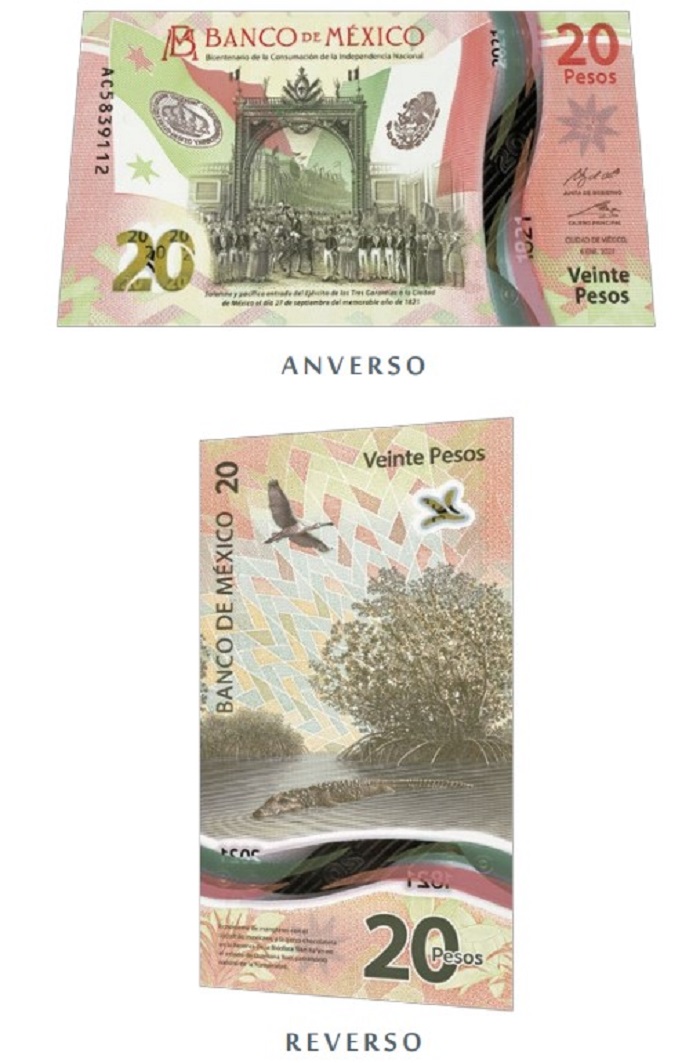 Billete de 20 pesos mexicanos 2021