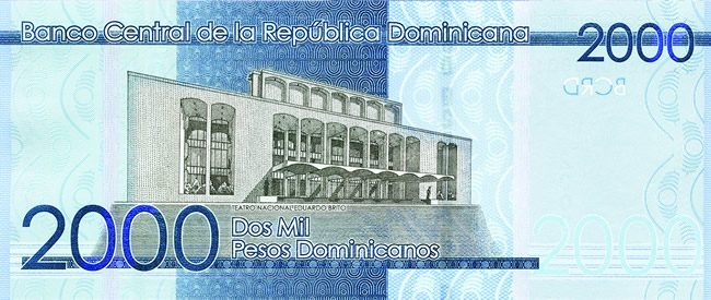 Billete de 2000 pesos dominicanos (reverso)