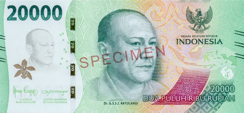 Billete de 20000 rupias indonesias serie 2022 anverso