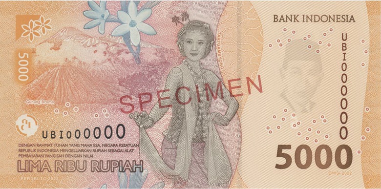 Billete de 5000 rupias indonesias serie 2022 reverso