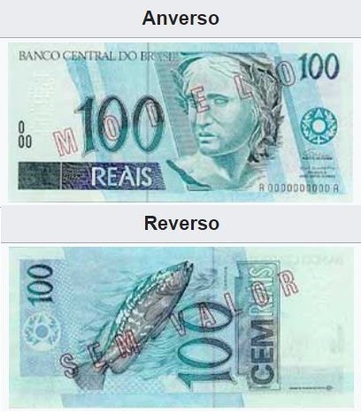 Billete de cien reales (cédula 100 reais)