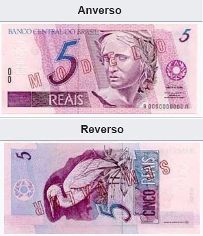 Billete de cinco reales (cédula 5 reais)