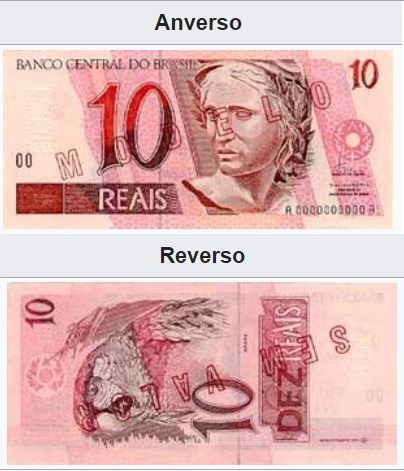 Billete de diez reales (cédula 10 reais)
