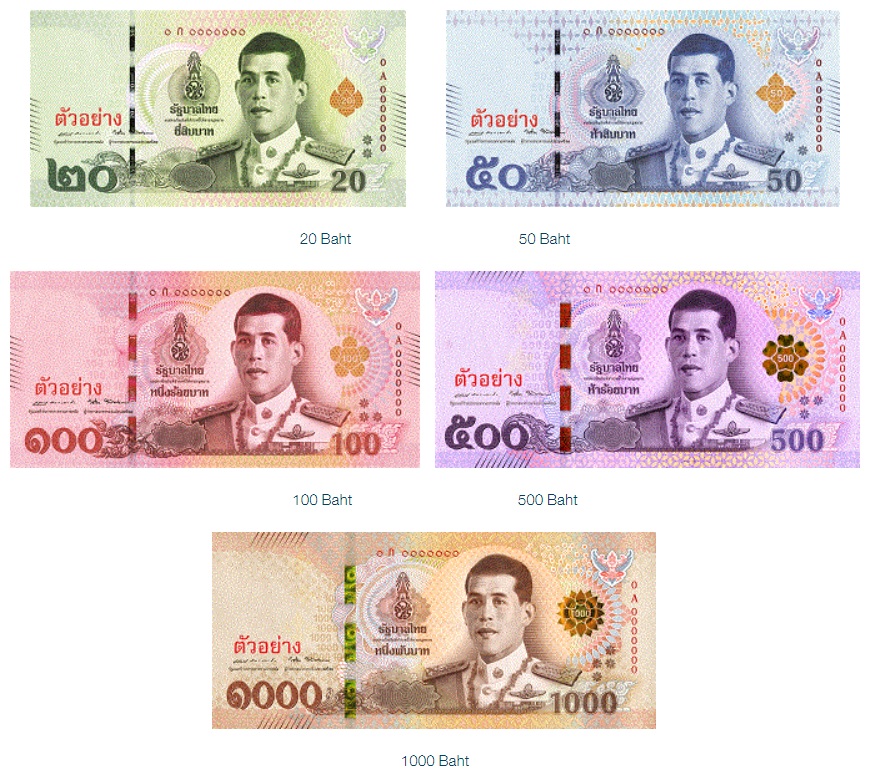 Billetes de Tailandia (Baht tailandés THB)