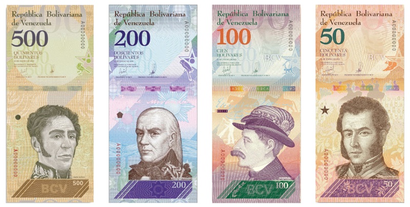 Billetes de bolivares venezolanos VEF