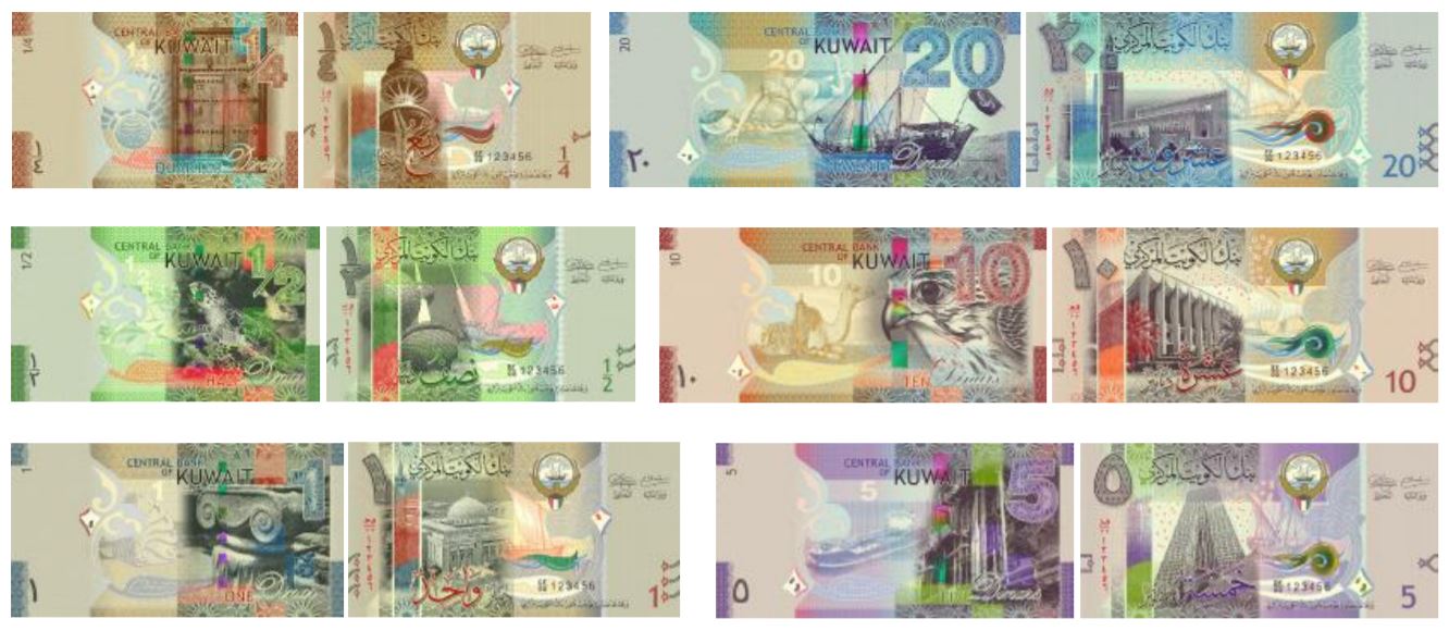 Billetes de dinares kuwaitíes sexta serie 2019