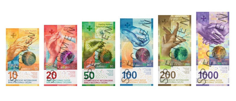 Billetes de francos suizos serie 9 anverso
