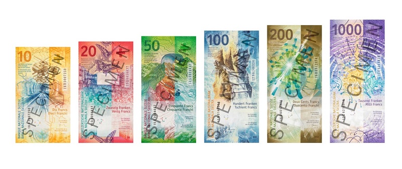 Billetes de francos suizos serie 9 reverso