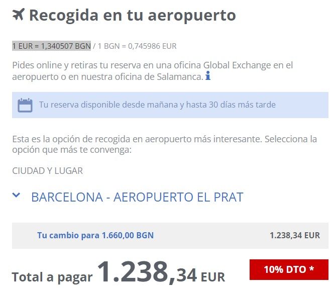 Cambio euro lev búlgaro El Prat Global Exchange 07 07 2022