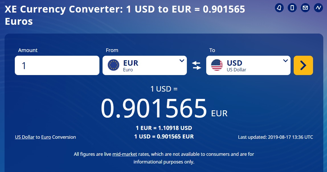 Currency converter XE