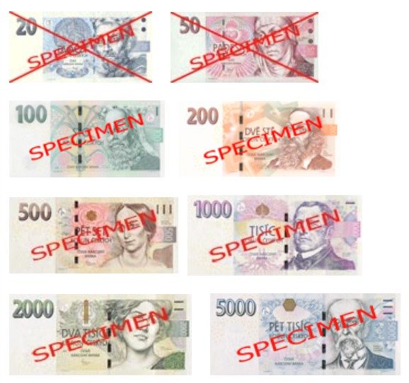 Czech koruna banknotes