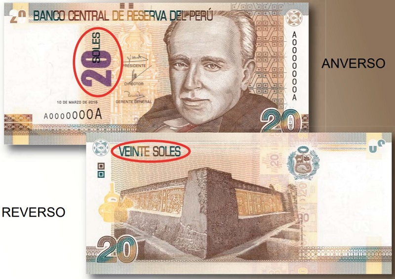 Former 20 Peruvian Nuevo sol banknote obverse