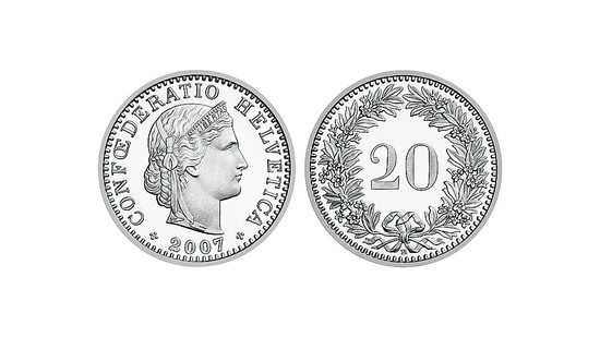 Moneda de 20 céntimos de francos suizos