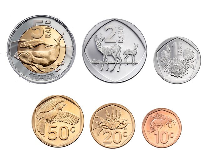 Monedas en circulación en Sudafrica 2023
