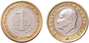 One turkish lira coin