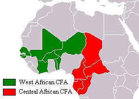 Países franco CFA XOF y XAF