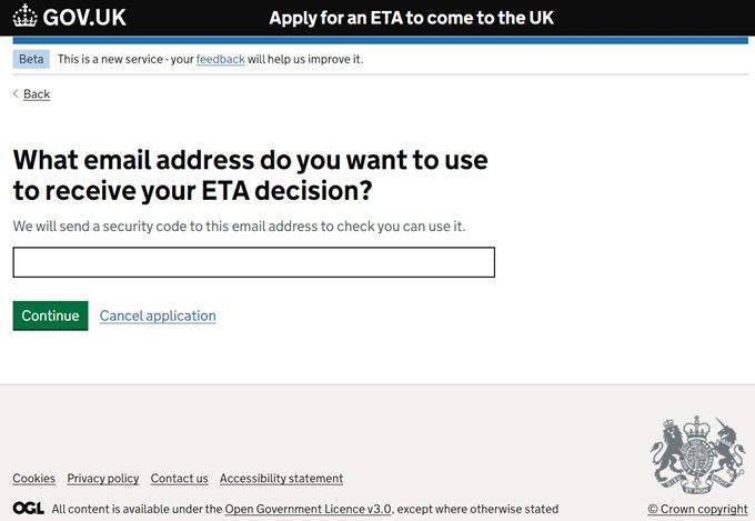 Solicitud online ETA Reino Unido