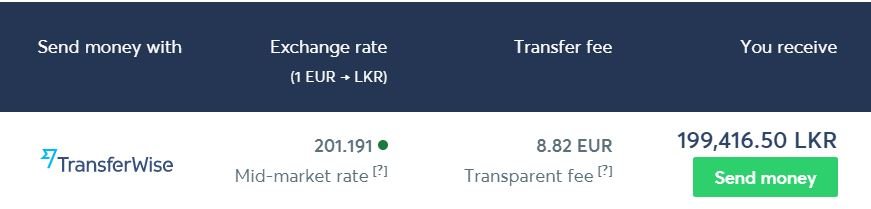 Transferencia euro rupias con Transferwise