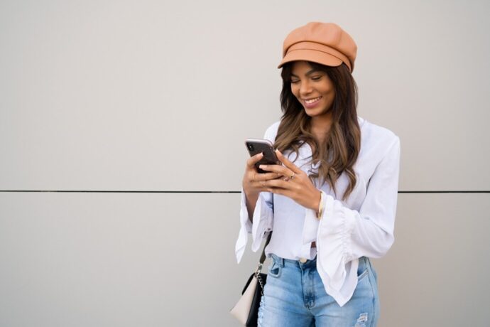 Woman utilising mobile phone